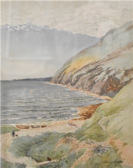 Harold Gilbert F.R.S.A (20th Century, British), watercolour, 'Fleshwick Bay, Isle of Man', signed to - Harold Gilbert