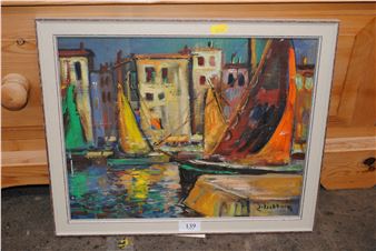 oil on board sailing vessels moored - Jack Eichorn