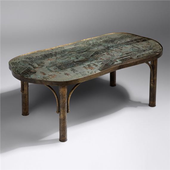 Philip and Kelvin LaVerne
(American, 1907-1987 | b. 1937)
Festival Coffee Table, c. 1965 by Philip & Kelvin LaVerne, Philip LaVerne, Kelvin LaVerne, circa 1965