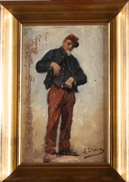 Artwork by Auguste Chaix, Le militaire, Made of oil on panel