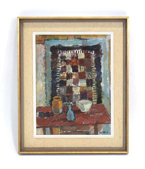 A still life study of three vessels on a table, - Wiwi Moller-lindquist