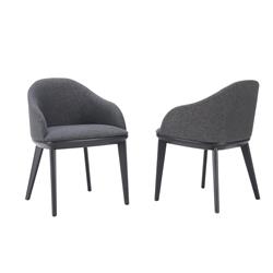 Artwork by Justin Hutchinson, Charcoal woven textile upholstery on black stained solid ash wood legs, Made of textile upholstery on black stained solid ash wood