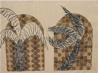 Untitled, Two Palm Trees and Tiles, 1979 - Ned Smyth