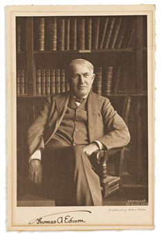 INVENTORS.) EDISON, THOMAS A. Photograph Signed, half-length portrait by Pach Brothers showing him - Pach Brothers