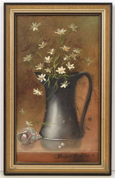 Donald Allan 'Flower Vase' Oil Painting by Donald F. Allan, 1977