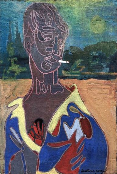 Portrait of a man with a cigarette by Pierre Courtens