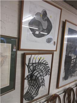 LIMITED EDITION ETCHING AND A WILLIAM MOSS ABSTRACT - Will Moss