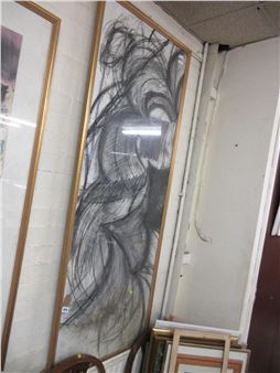 LONG WILLIAM MOSS CHARCOAL AND PASTEL ABSTRACT - Will Moss