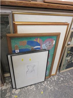 TWO WILLIAM MOSS DRAWINGS AND A WATERCOLOUR - Will Moss