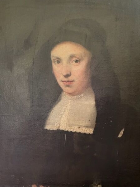 Artwork by Pieter Dubordieu, Portrait of a Young Woman in a Fur Muff, Made of canvas