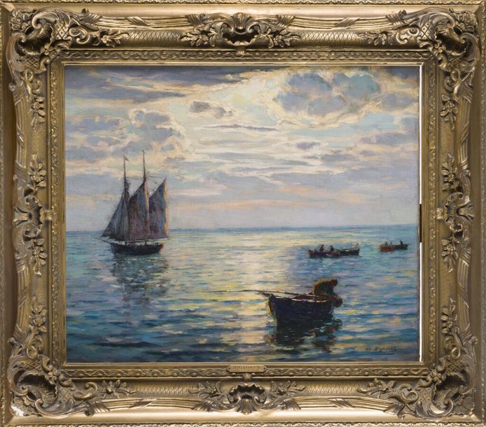 Charles Louis Signoret | Marine in the moonlight | MutualArt