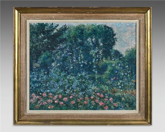 Giverny (?), rosebushes and plumbagos - Blanche Hoschedé Monet
