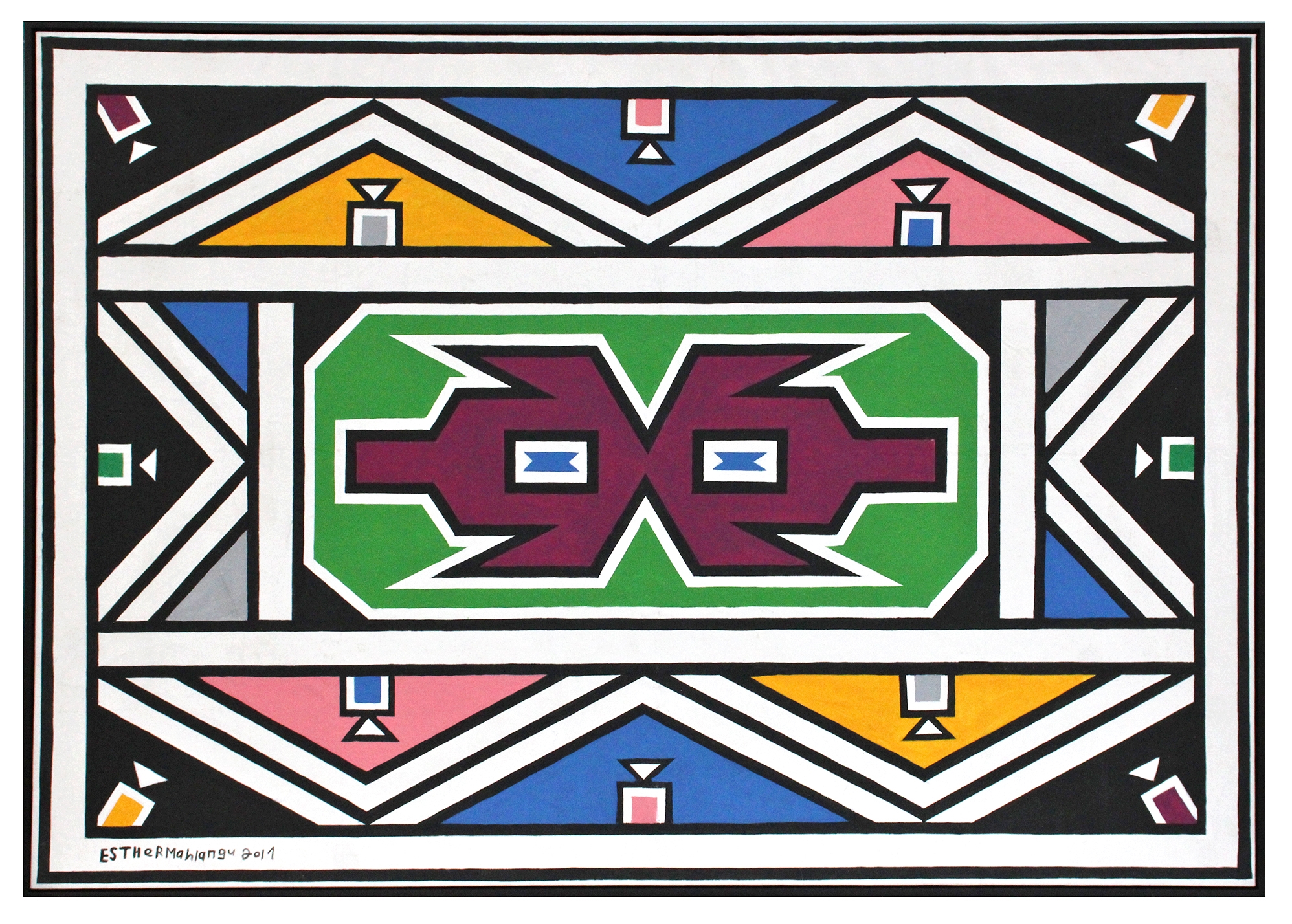 Esther Mahlangu | NDEBELE PATTERNS (PURPLE CENTRAL MOTIF (2017) | MutualArt