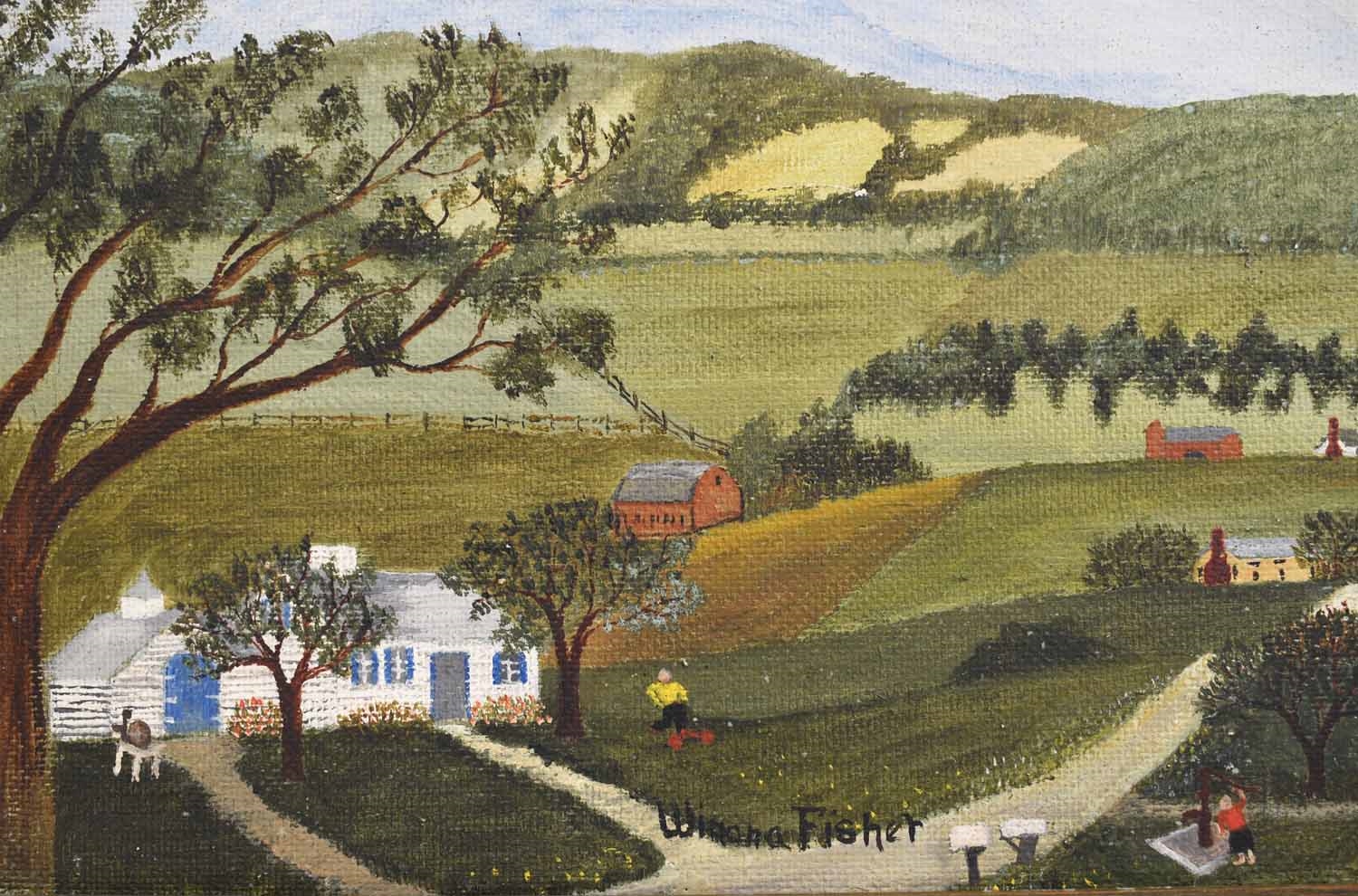 Artwork by Grandma Moses, WINONA FISHER, OIL ON MASONITE, HILL ROAD 1945, Made of OIL ON MASONITE