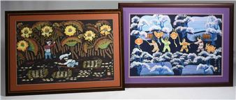 Two Chinese watercolor/gouache, Zhang Qingyi - Zhang Qingyi