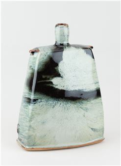 JAMES HAKE (born 1979); a large rectangular stoneware bottle covered in nuka and tenmoku glaze - James Hake