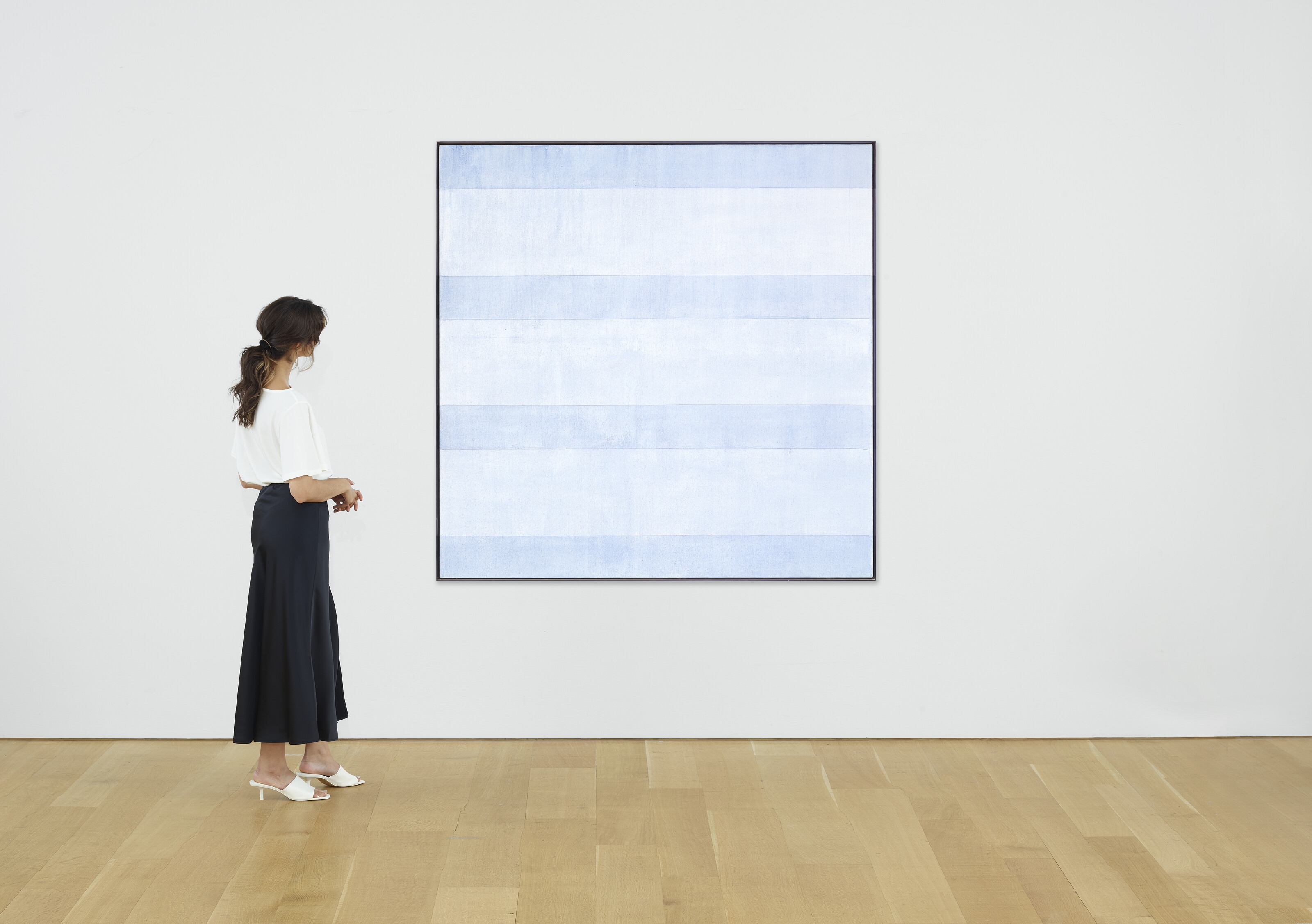 Artwork by Agnes Martin, Untitled #6, Made of acrylic and graphite on canvas
