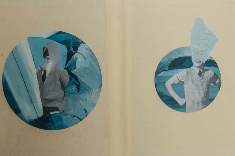 Artwork by Sarah Earle, Mementos of Boyd, Made of mixed media collage