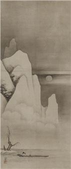 A boat under the moon - Kano Sansetsu