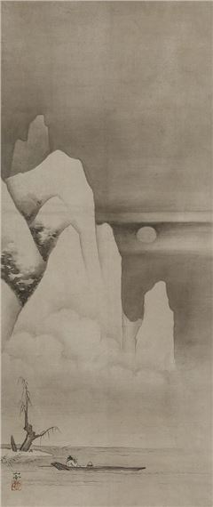 A boat under the moon by Kano Sansetsu