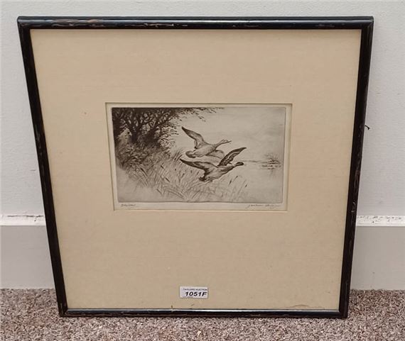 Jackson simpson 'startled' signed in pencil framed etching 17 cm x 22 cm by Henry Jackson Simpson