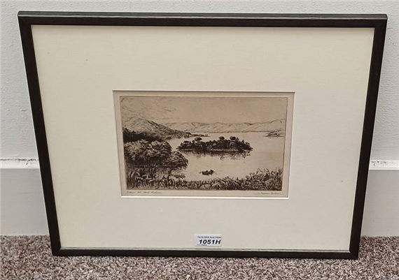 Jackson simpson 'loch katerine' signed in pencil framed etching 17cm x 23 cm by Henry Jackson Simpson