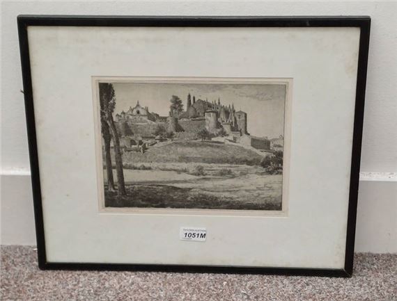 John bulloch souter 'bishops palace and cathedral' signed in pencil framed etching 21 cm x 27 cm by John Bulloch Souter