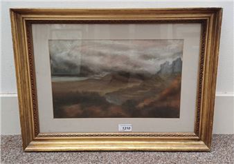 Countess amherst ' view from lake amherst - harlech' bears old label to reverse framed watercolour 22 cm x 36 cm - Sarah Amherst, Countess Amherst