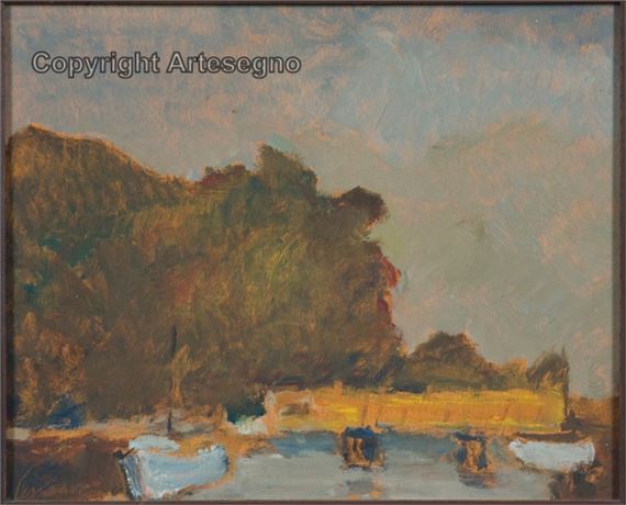 Barca e alberi by Ferruccio Lessana