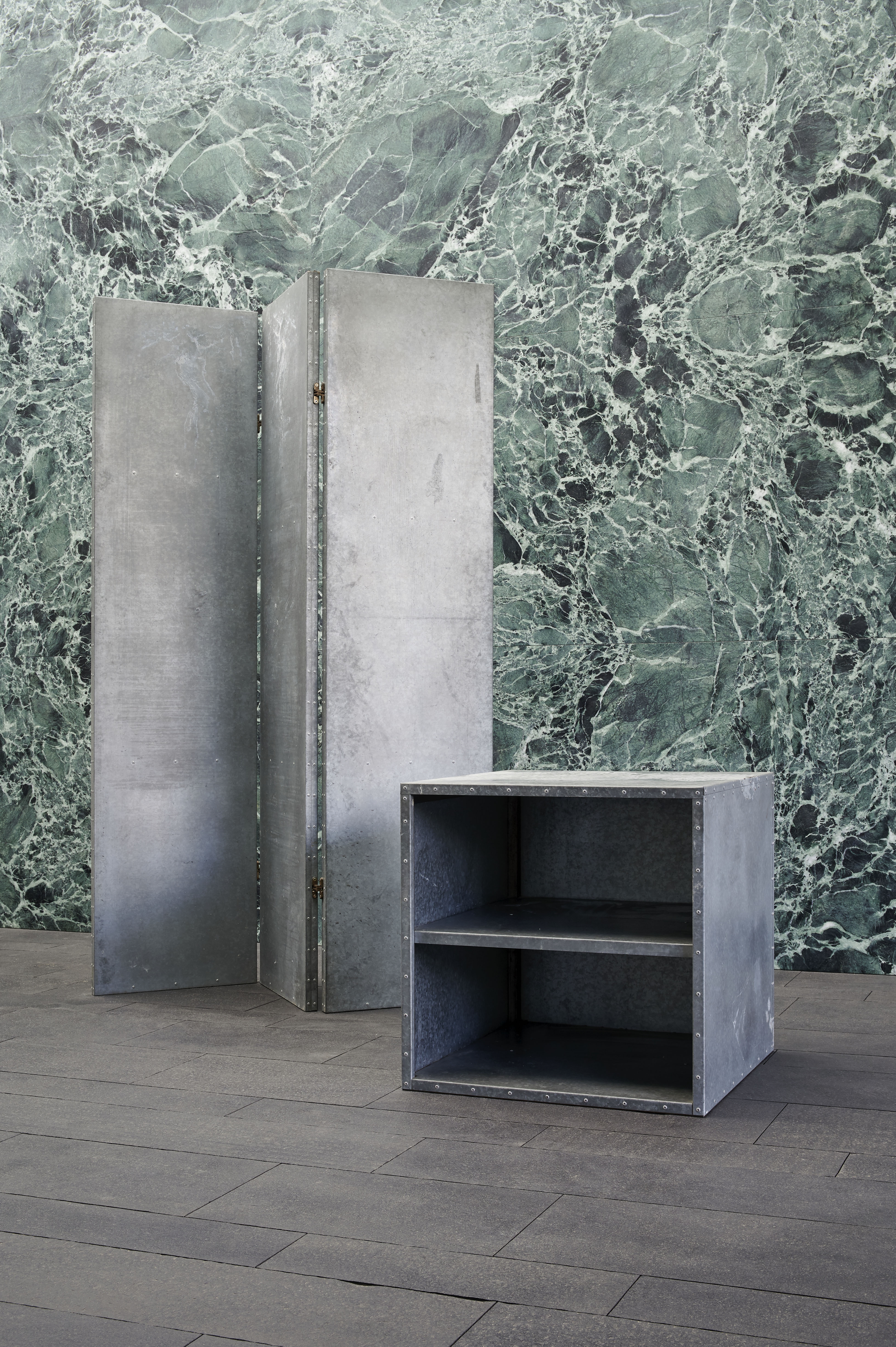Artwork by Maarten van Severen, Folding Screen and Cabinet – 1991, Made of Galvanized steel