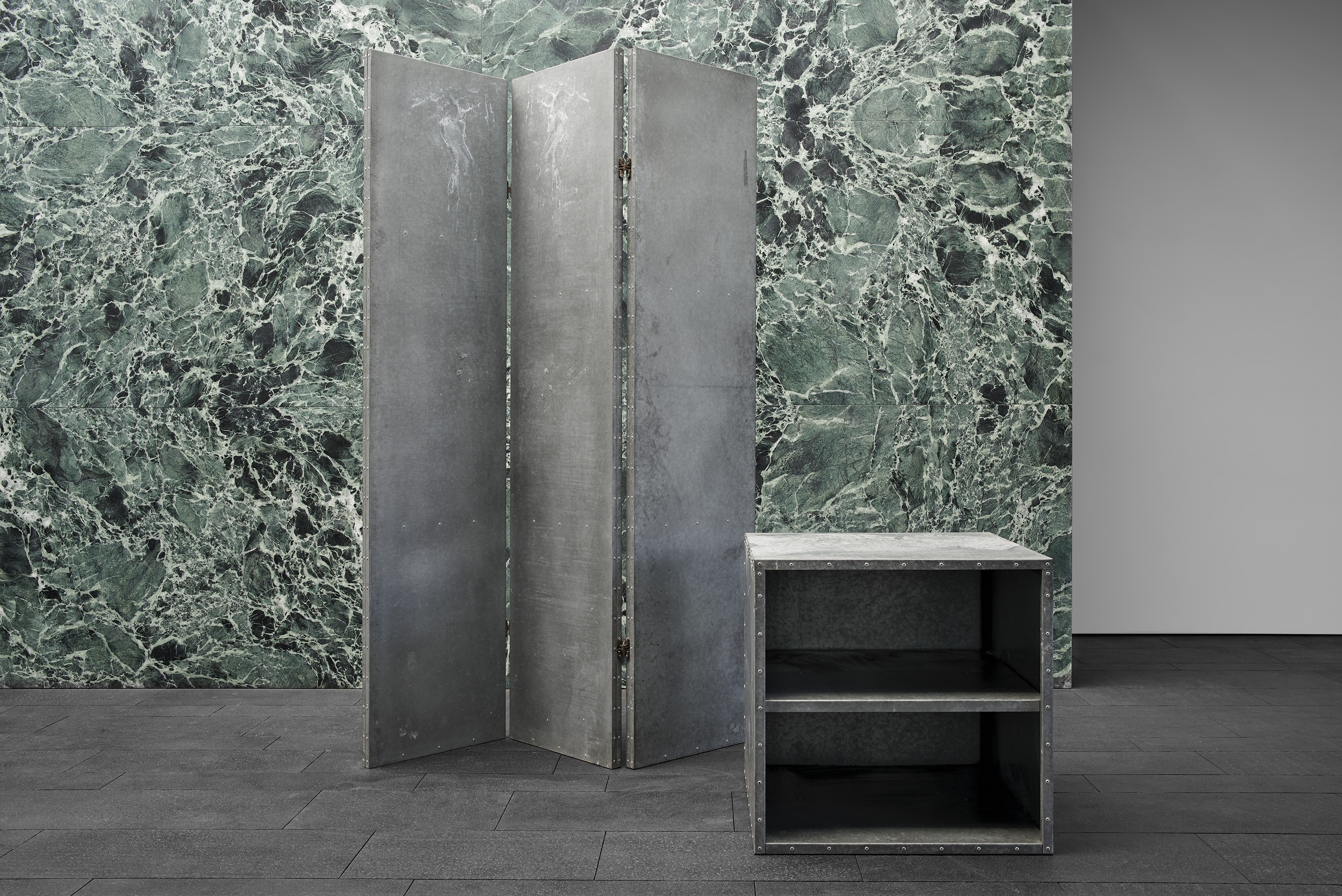 Artwork by Maarten van Severen, Folding Screen and Cabinet – 1991, Made of Galvanized steel