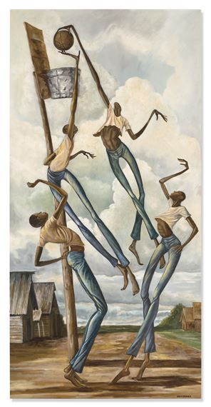 Ernie Barnes | 3 on 3 (1973) | MutualArt