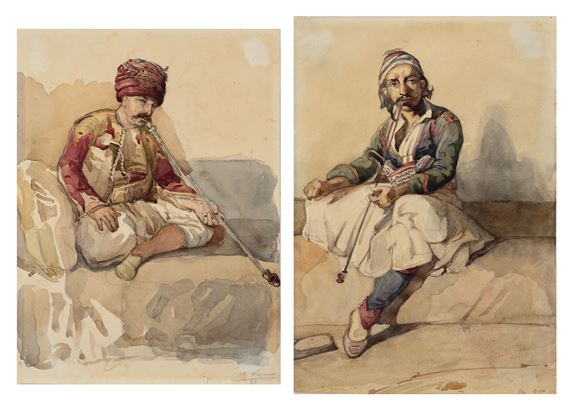 Dessin Ancien XVIIIe-XIXe Siècle - Étude De Personnages Style Orientalisme - Mine De Plomb