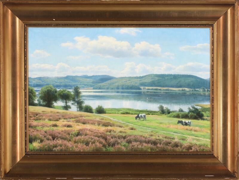 Artwork by Axel Birkhammer, Scenery from the lakes near Silkeborg, Made of Oil on canvas