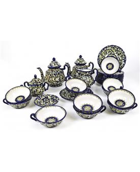 Servizio da tè in maiolica dipinta Molaroni Pesaro - Molaroni Pesaro