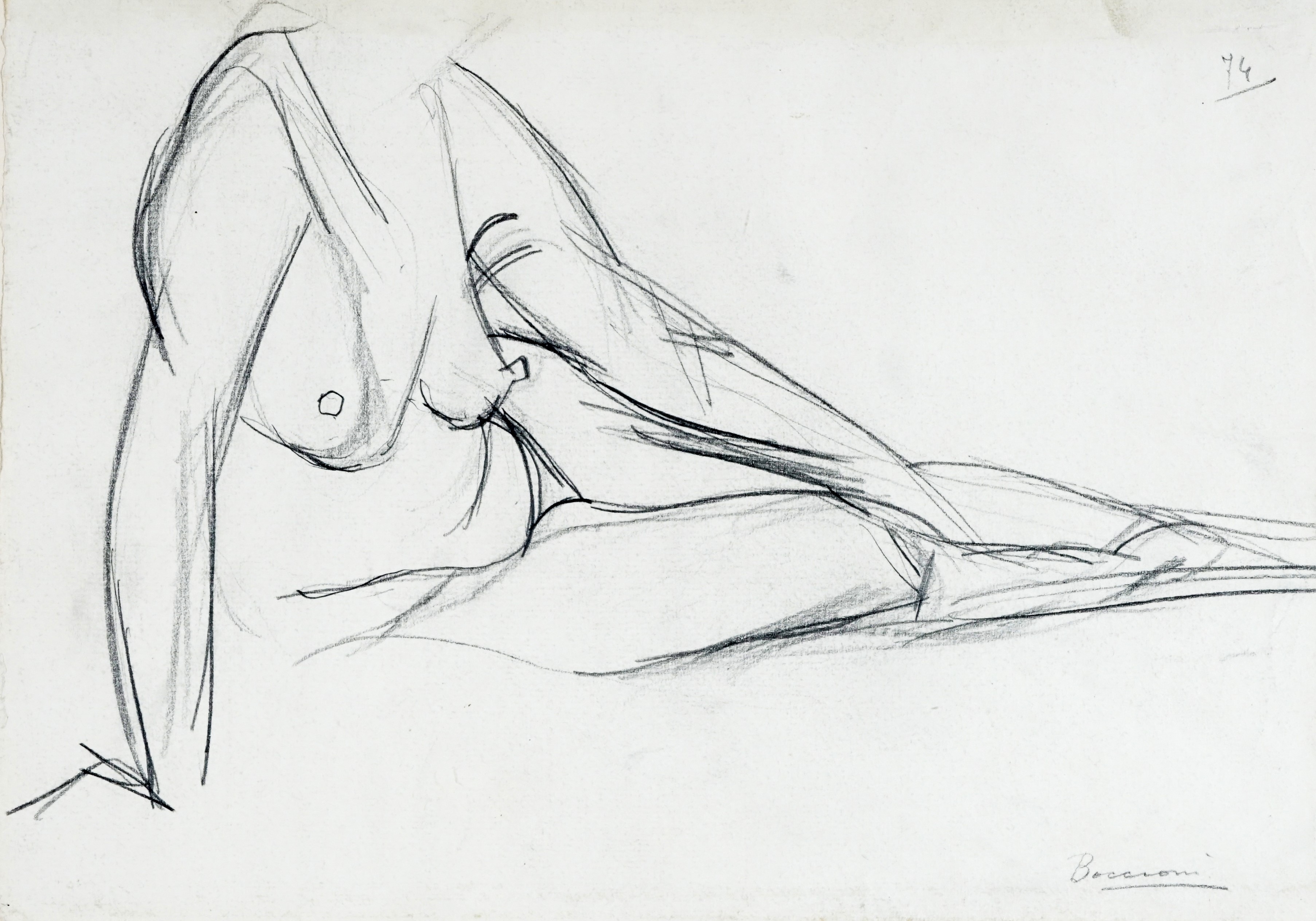 Artwork by Umberto Boccioni, Nudo femminile, Made of pencil on paper