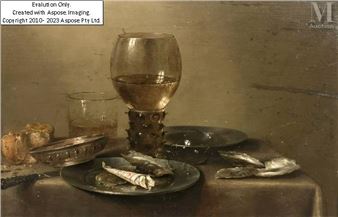 Nature morte au rohmer, huitres et au verre de vin - Willem Claesz. Heda