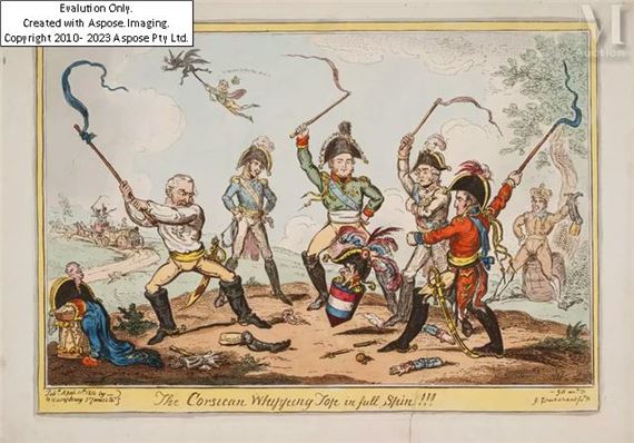 The Corsican Whipping Top in full Spin !!! by George Cruikshank, avril 1814