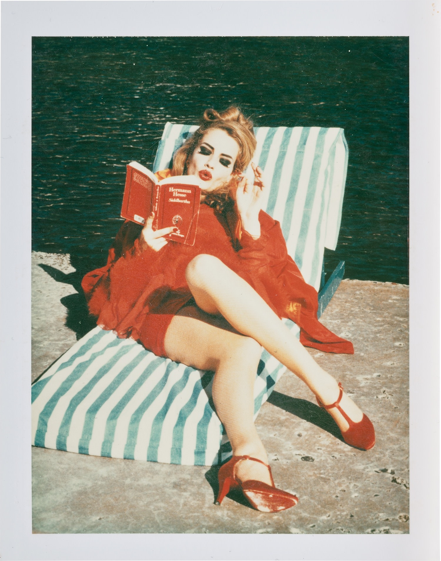 Artwork by Ellen von Unwerth, Lady in Red, Karen Mulder, Cannes, Made of Polaroid Type 100 print