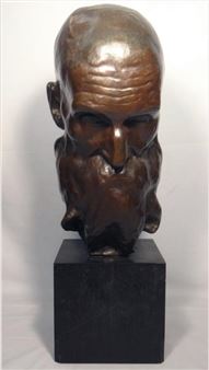 BRONZE CAST BUST OF A SCHOLAR 20" TALL - August Boehm