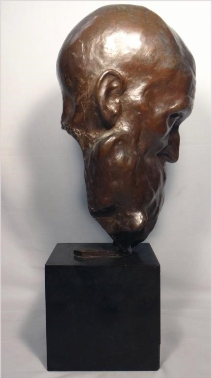 Artwork by August Boehm, BRONZE CAST BUST OF A SCHOLAR 20" TALL, Made of BRONZE