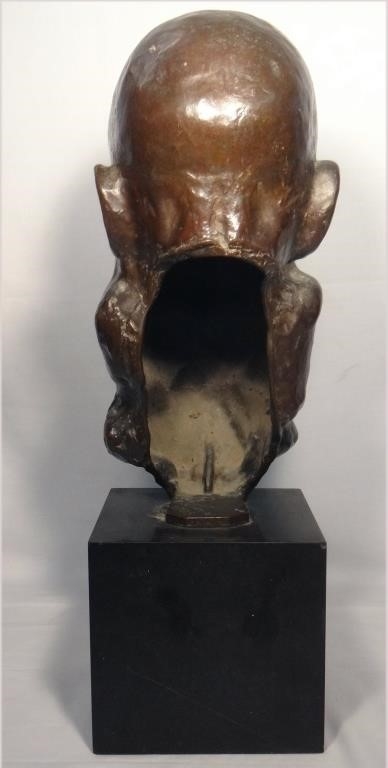 Artwork by August Boehm, BRONZE CAST BUST OF A SCHOLAR 20" TALL, Made of BRONZE