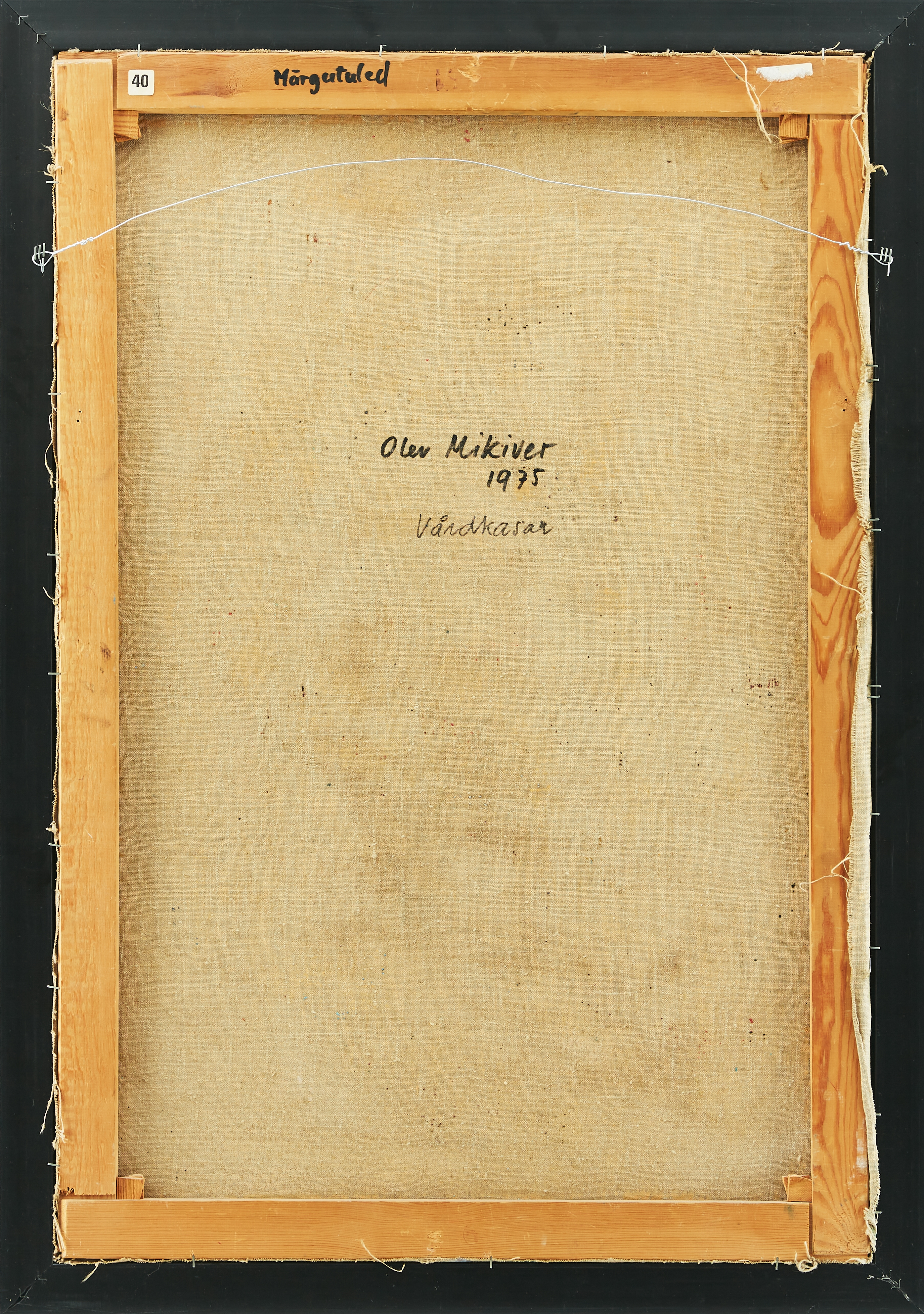 Artwork by Olev Mikiver, ”Märgutuled” - ”Vårdkasar” (Signal fires). Signed O, Made of Oil on canvas