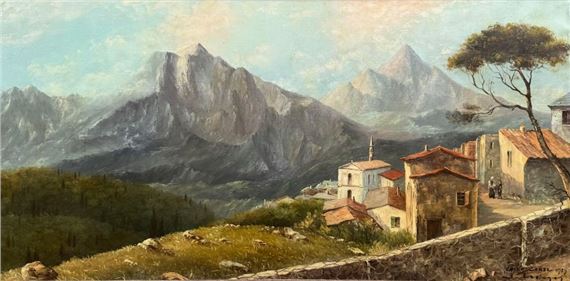 J. MEYER Evisa, Corsica. Oil on canvas. Signed, located and dated - J. Meyer