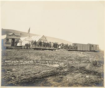 The articque train from Nome to Banner Anvilcreek Station - The northernmost station in the world; Passengers on an excursion train - Beverly Dobbs