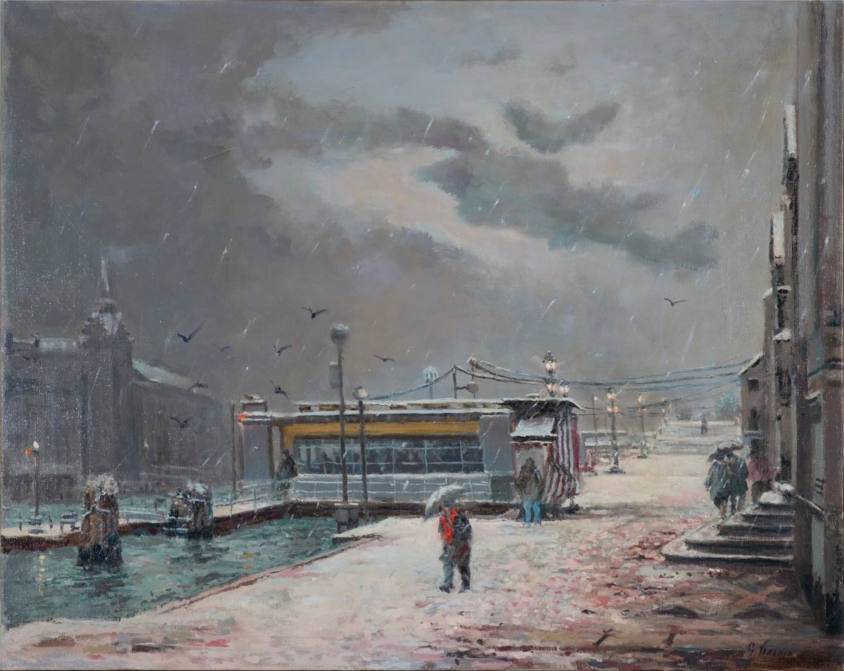 Artwork by Giorgio Venerio, Winter morning, Made of oil on canvas