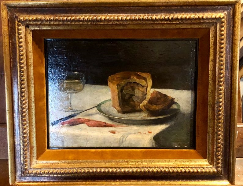 Artwork by Edouard Hippolyte Margottet, Still life on a white tablecloth  monogrammed lower right, Made of Oil on panel