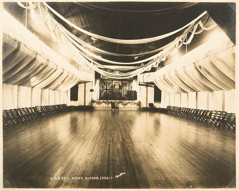 Artwork by Beverly Dobbs, General view of the city of Nome, Made of vintage silver prints