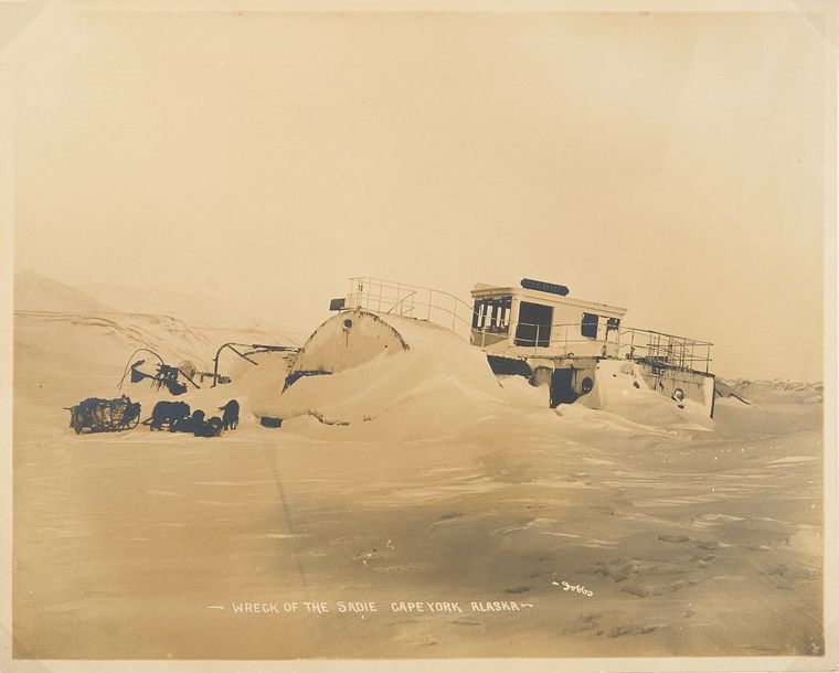 Artwork by Beverly Dobbs, Two accidents: two shipwrecks Sinking of the paddle-steamer Sadi; and of the sailing ships Siesta and Teaser Nome, Made of silver prints