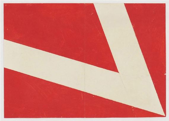 Weißer Keil auf Rot by Hermann Glöckner, 1977